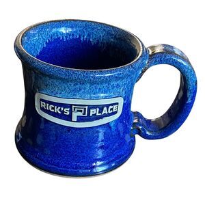 Sunset Hill Stoneware "Rick's Place" 12 oz Coffee Mug Blue Drip Glaze USA